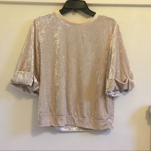 Boxy cream crushed velvet top